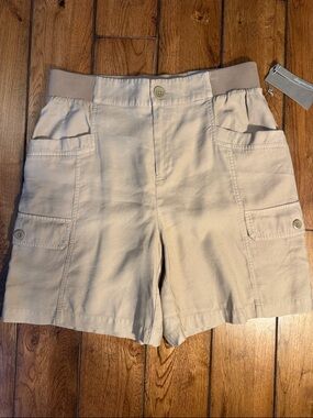 Soft Surroundings Khaki Rib-Waist Cargo Shorts sz. M NWT